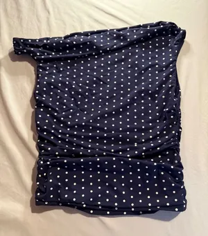 SUUKSESS Navy Blue Polka Dot One Shoulder Ruched Tank Top XS thumbnail 1