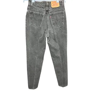 Vintage Levis 512 Slim Fit Tapered Leg Black‎ Acid Wash Jeans 11 M Made in USA thumbnail 2