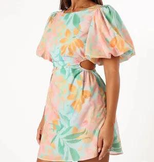 Petal & Pup Natalie Puff Sleeve Mini Dress thumbnail 2