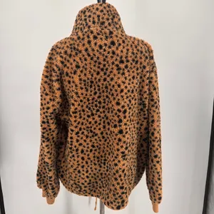 Billabong Faux Fur Leopard Pullover 1/2 Half Zip Sweater Size XL thumbnail 5