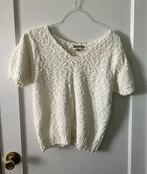 Puffy Sleeves Top White Size L thumbnail 1