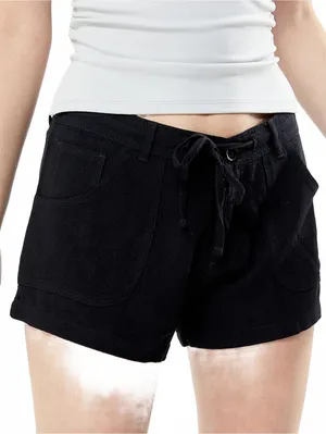 Pacsun Linen-Blend Fixed Waist Linen Shorts Black NWT Small thumbnail 3