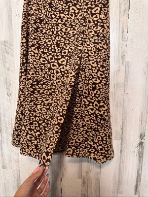 SHEIN Leopard Cheetah Print High Waist Midi Skirt with Slit Womens XS (US 2) thumbnail 5