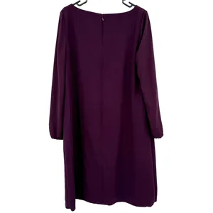 Ann‎ Taylor Size 14 Long Sleeve Purple Dress Shift Style Rear Zip Up Knee Length thumbnail 2