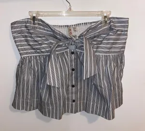 Anthropologie NWT $98 x Dolan Striped Tube Smocked Pullover Tie-Styling Top XL thumbnail 4