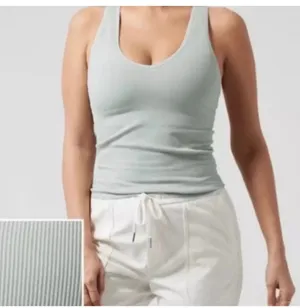 Athleta Aurora Ribbed Tank Top Womens size small coast Gray V-Neck Camisole Yoga thumbnail 2