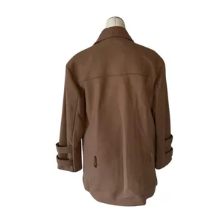 NWT Badgley Mischka Rosalie Notch Collar Coat NO BELT Brown Embellished Button thumbnail 4