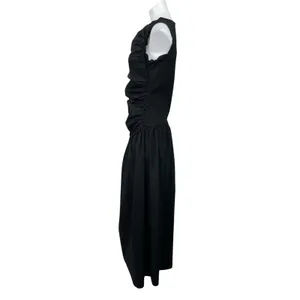 PrettyLittleThing Black Sleeveless Ruched Drop Waist A Line Maxi Dress Size 10 thumbnail 2