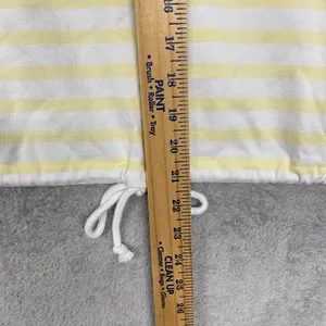 Madewell Top Womens Large Striped Drawstring Hem Cotton Tee Yellow White NZ385 thumbnail 4