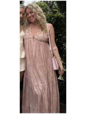 ANTHROPOLOGIE Pinnacle By Shruti Sancheti Paisley Tiered Maxi Dress Pink Large thumbnail 3