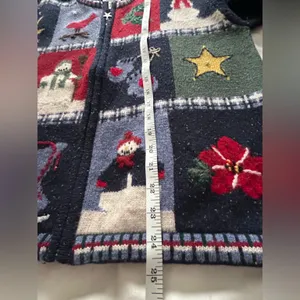 ALBOTS Vintage 90s Talbots Patchwork Christmas Winter Wool Cardigan Sweater XL. thumbnail 15