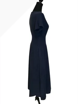 Faherty Navy Blue Midi Dress with Smocked Waist, Size XS thumbnail 2