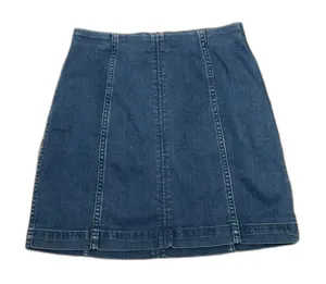 Free People Modern Femme Mini Skirt Seamed Stretch Denim Blue Classic Size 4‎ thumbnail 1