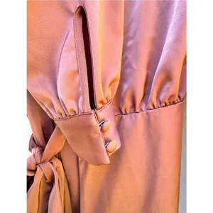 NBD by Revolve Janet Satin Wrap Mini Dress Mauve Long Sleeve XXS NWT thumbnail 6