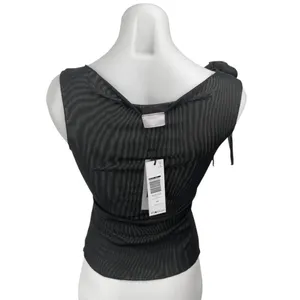 NEW Noisy May Black Mesh Sheer Rose Bow Sleeveless Cami Blouse Tank Top Size XS thumbnail 2
