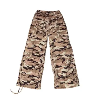 Forever 21 Pink‎ Camo Cargo Pants Womens Small High Rise Wide Leg Utility Y2K thumbnail 1