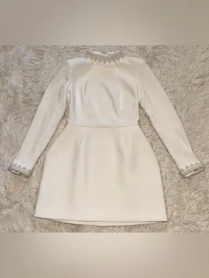 NEW Nadine Merabi White Audrina Athena Beaded Long Sleeve Minidress Sz 6 thumbnail 7