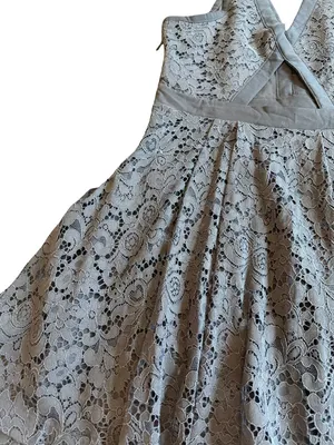 Free People x Anthropologie Grey Floral Lace Fit Flare Mini Dress Small Women's thumbnail 9