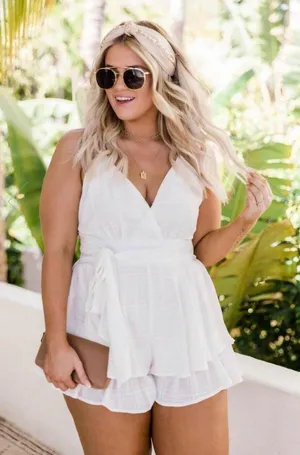 Pink Lily White  Romper thumbnail 1