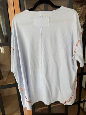 Easel Flower Patchwork Mineral crochet Top tee oversized boho embroidered cotton thumbnail 7