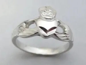 (Size 7) 14KT White Gold EP Celtic Irish Claddagh Ring (Brand New) thumbnail 2
