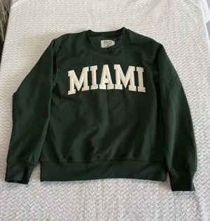 New York Popular Miami Sweatshirt Womens Medium Forest Green Varsity Crewneck thumbnail 1