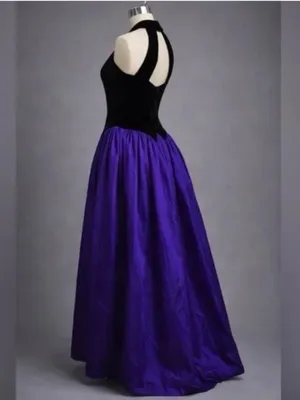 Vintage 80s Jessica McClintock 100% Silk with Black Velvet Bodice Ball Gown 10 thumbnail 3
