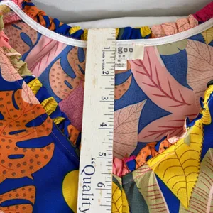 Umgee Tropical Leaf Flutter Sleeve Babydoll Mini Dress C3776 Blue‎ Pink Mens M thumbnail 5
