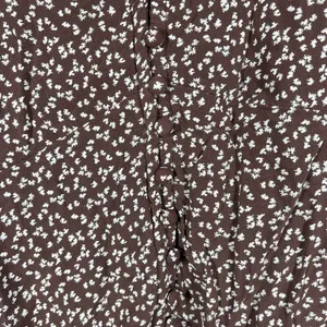 Abercrombie &‎ Fitch Brown White Floral Button Up Puff Sleeve Cropped Top thumbnail 4