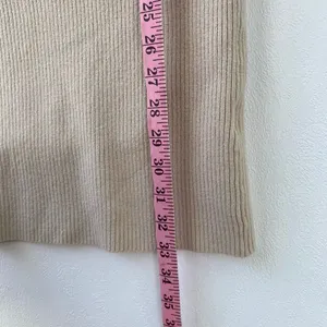 Abercrombie & Fitch S Beige Ribbed Knit Midi Dress V Neck Minimalist thumbnail 6