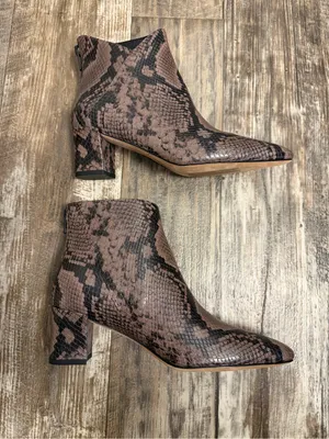 Vince Brown Snakeskin-Print Leather Ankle Boot Size 6.5 thumbnail 11