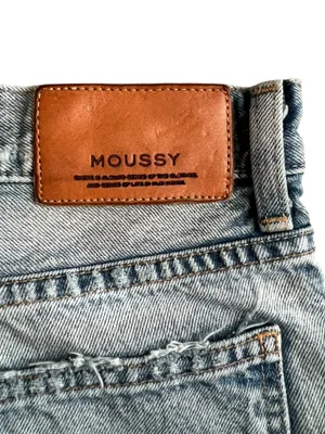 Moussy Women’s High Waisted Straight Leg Distressed Light Wash Jeans Size 26 thumbnail 6
