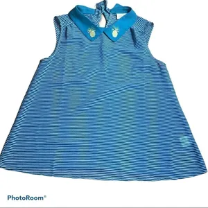 ModCloth Pineapple Collar Sleeveless Blouse Blue Size S thumbnail 4