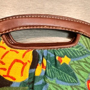 Fossil Modern Tropical Floral‎ Clutch Handbag Brown Leather Trim thumbnail 4