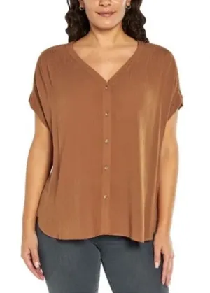 NEW Orvis Rust Casual Top Button Front Shirt Women's Size L Classic Versatile thumbnail 1