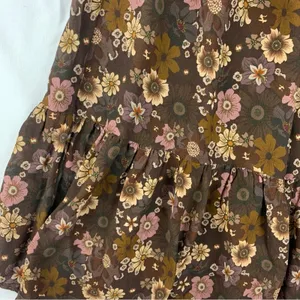 Wilfred size small grace midi sun dress brown white floral square neck boho thumbnail 6