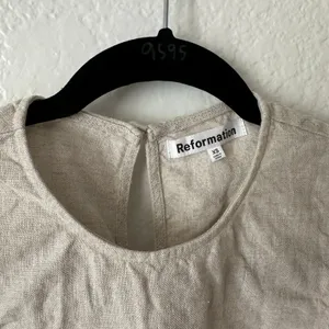 Reformation Sommer Linen Mini Sheath Dress with Tie Belt in Natural Size XS thumbnail 4