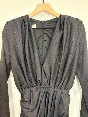 🌟 House Of Cb 🌟 Tatja Embellished Draped Mini Dress Black Sz Xs thumbnail 6