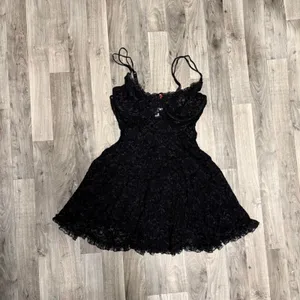 Cacique sensual black lace lingerie babydoll slip dress thumbnail 2