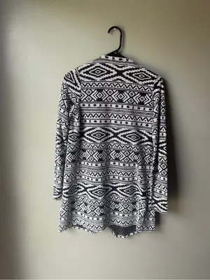 American Eagle Black White Aztec Open Front Cardigan Small thumbnail 6