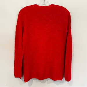 Eileen Fisher Linen V-Neck Sweater Women's Medium Petite Orange Preppy‎ Classic thumbnail 3