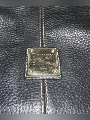 Dooney & Bourke Black Pebbled Leather Drawstring Satchel Bag Pink Gingham Lined thumbnail 2