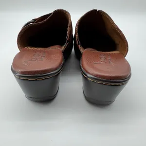 b.o.c. Born Concept Leather Clogs 7 Brown Wedge Mules Earthy‎ Granola Lagenlook thumbnail 6