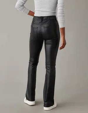 American Eagle Outfitters Womens Black Stretch Vegan Leather Pant Size 6 thumbnail 3