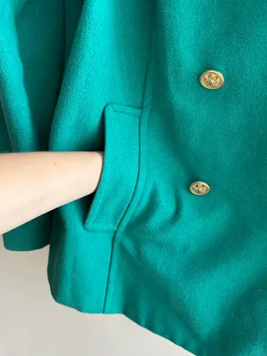 Old Navy Double Breasted Classic Wool Blend Pea Coat, Teal - Blue/Green, Size XL thumbnail 9
