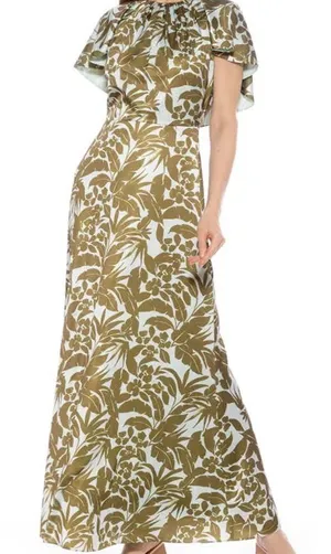 Alexia Admor Danica Capelet Sleeve Satin Maxi Dress Size 8 thumbnail 1