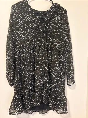 Zara Polka Dot Ruffle Hem Mini Dress Boho Feminine Girly Size M thumbnail 1
