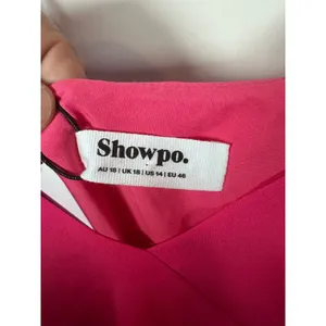 Showpo Zaria Mini Dress Women 14 Hot Pink Asymmetric Ruffle Barbiecore Cocktail thumbnail 5