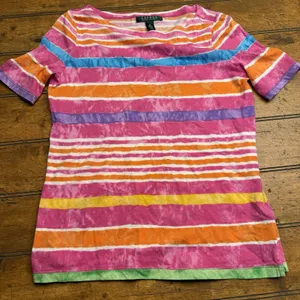 Lauren Ralph Lauren Women's‎ T-Shirt Top Multicolor Stripes Short Sleeve Size Sm thumbnail 1