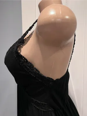Black Lace crochet Trim Maxi Dress size M sleeveless thumbnail 9